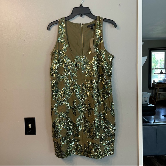 J. Crew Sequin Olive Dress NWT